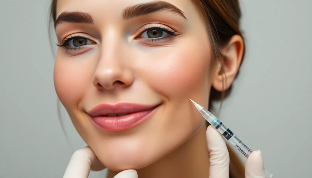 Botox Zürich: a professional performing facial injection in a modern clinic, highlighting natural beauty.