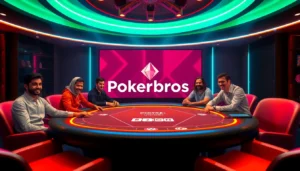 Engaging scene showcasing players in Pokerbros Diamond Union’s online poker club, highlighting strategic gameplay and vibrant branding to attract new members.