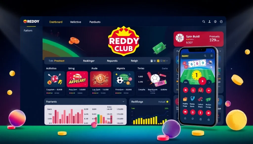 The Reddy Book Club logo displayed on a sleek betting platform with sporting icons, illustrating trust and excitement for online betting enthusiasts.
