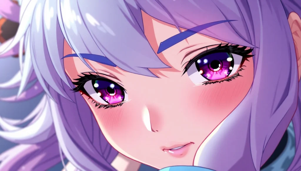 AI generated hentai depicting a detailed anime character with expressive eyes and vivid colors, creating a captivating scene for adult fans.