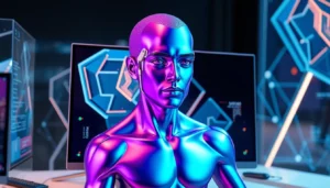 利用AI生成的逼真3D人物模型，展現尖端科技與數位創作的未來感